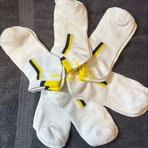 Lot Of 6 Pair Socks Size 6-11 White and Yellow Athletic Socks